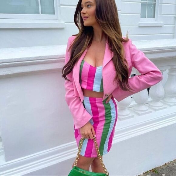 ZARA STRIPED MINI SKIRT - Picture 1 of 15